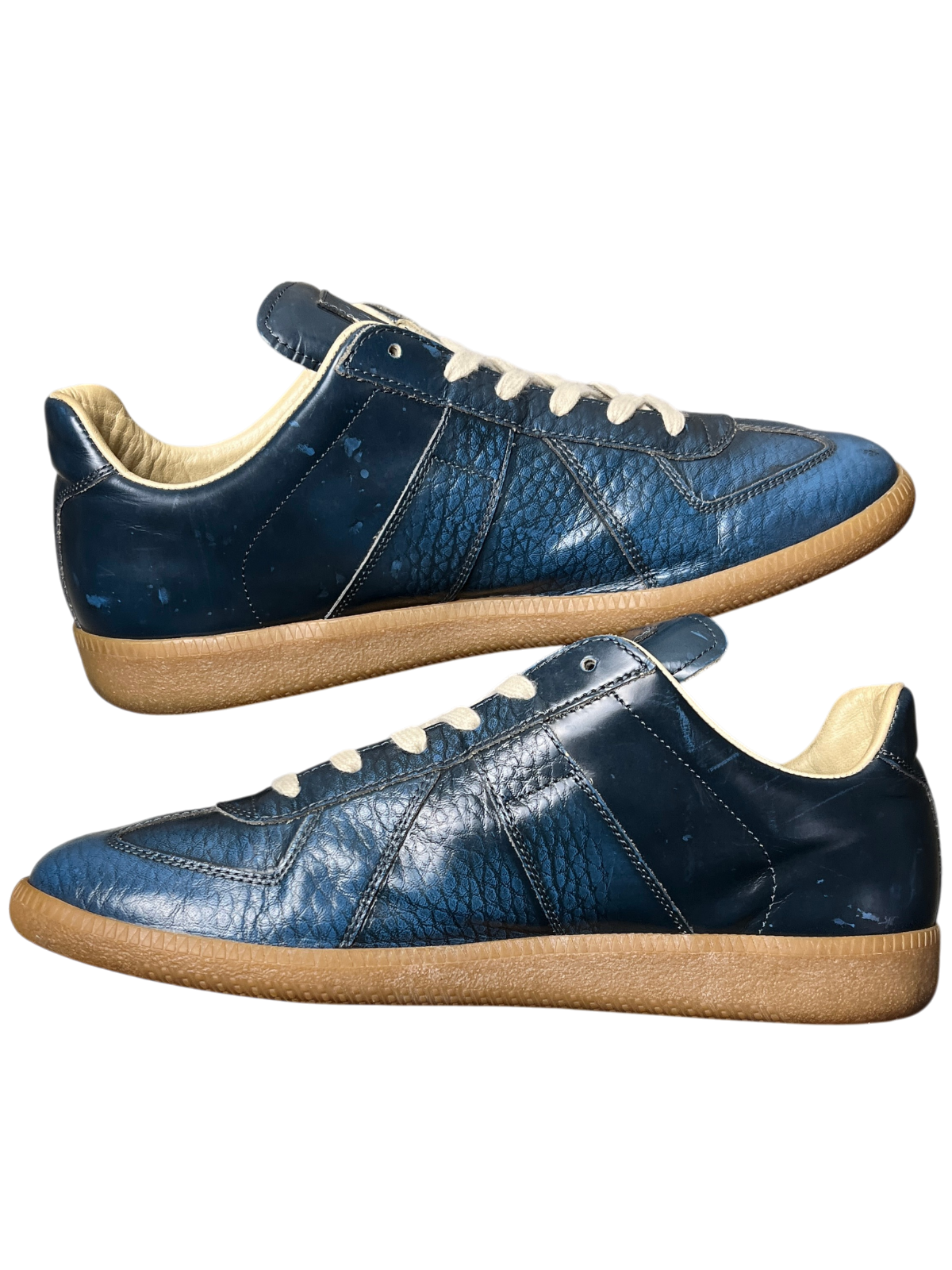 Maison Margiela Replica Low Top Sneaker 'Python Print Blue' Size 10 Pre-Owned [No Insoles]
