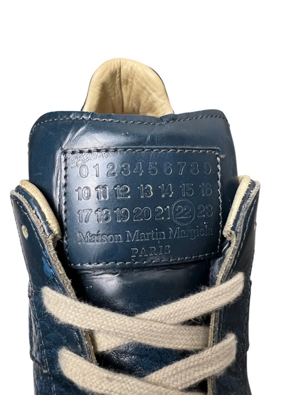 Maison Margiela Replica Low Top Sneaker 'Python Print Blue' Size 10 Pre-Owned [No Insoles]