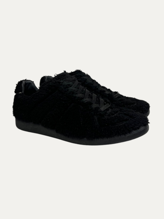 Maison Margiela Shearling Replica Gat Low Top Sneaker 'Black' Size 41 Pre-Owned