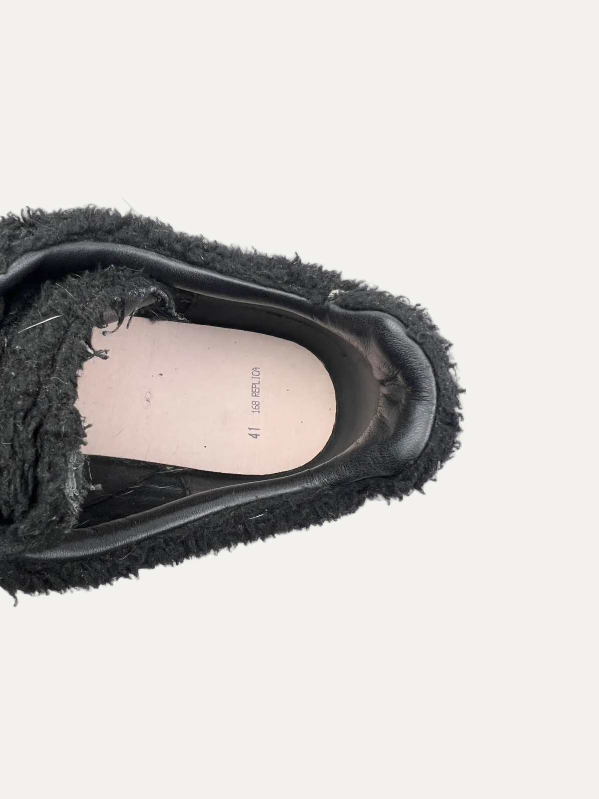 Maison Margiela Shearling Replica Gat Low Top Sneaker 'Black' Size 41 Pre-Owned