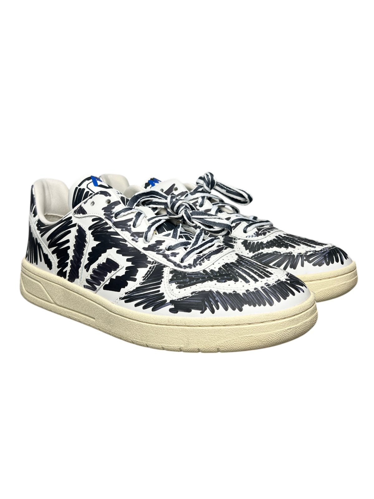 Marni x Veja V-10 Leather 'Full Black - Scribble' FW22 Size 45 Pre-Owned