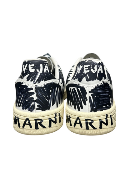 Marni x Veja V-10 Leather 'Full Black - Scribble' FW22 Size 45 Pre-Owned