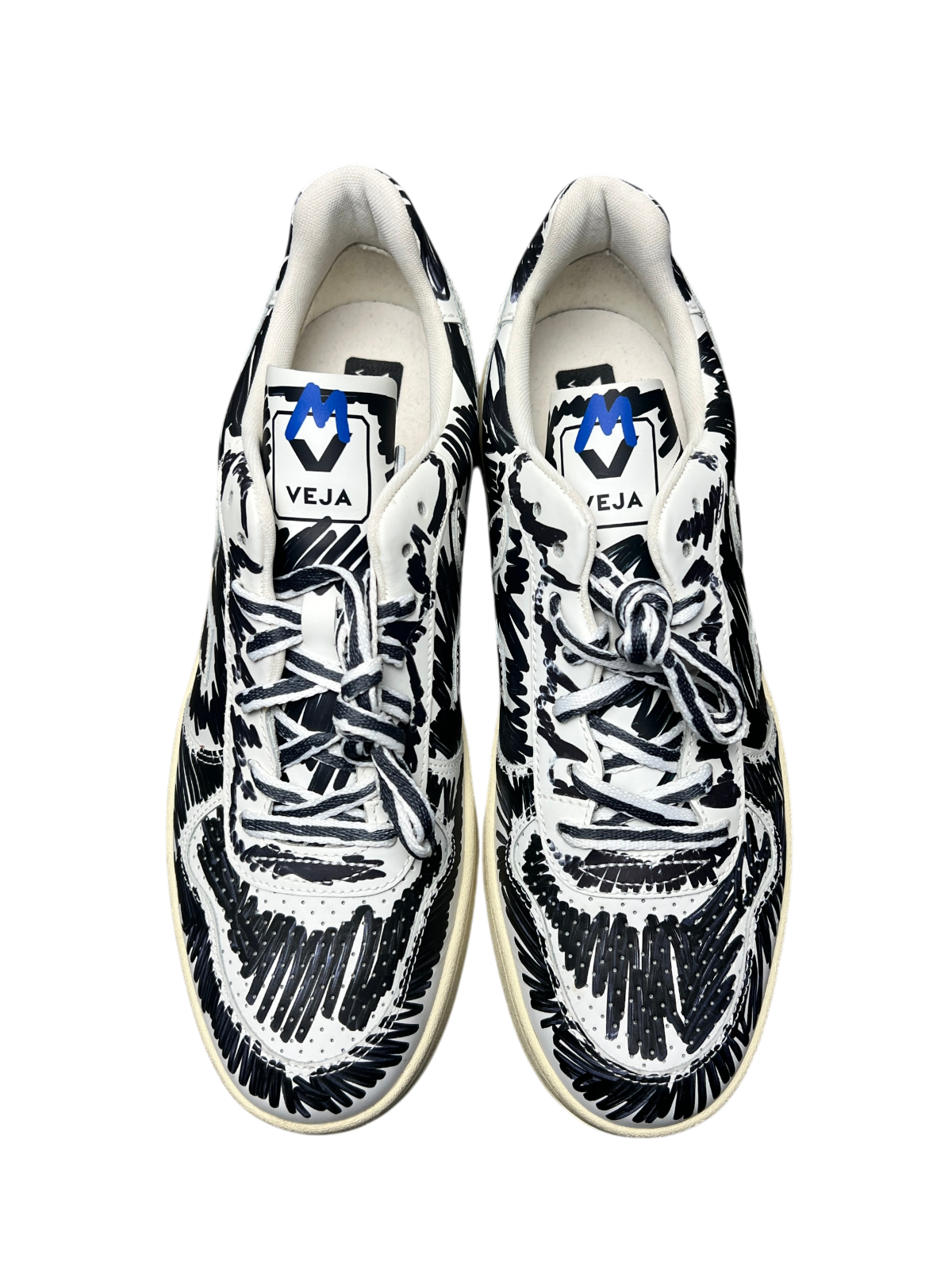 Marni x Veja V-10 Leather 'Full Black - Scribble' FW22 Size 45 Pre-Owned