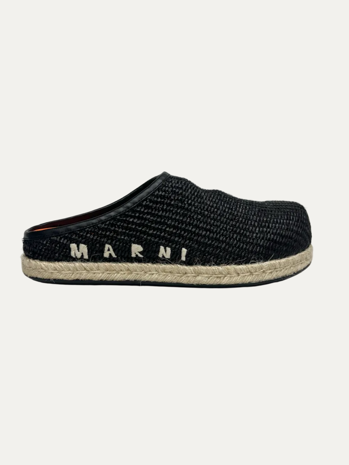 Marni Women's Raffia Ribbon-Tie Fussbet Sabot 'Black' Size 39 Pre-Owned