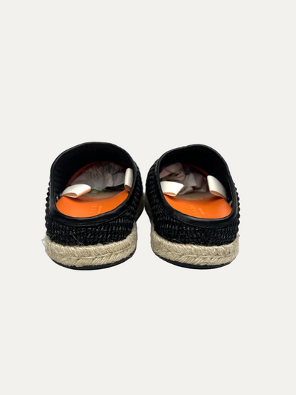 Marni Women's Raffia Ribbon-Tie Fussbet Sabot 'Black' Size 39 Pre-Owned