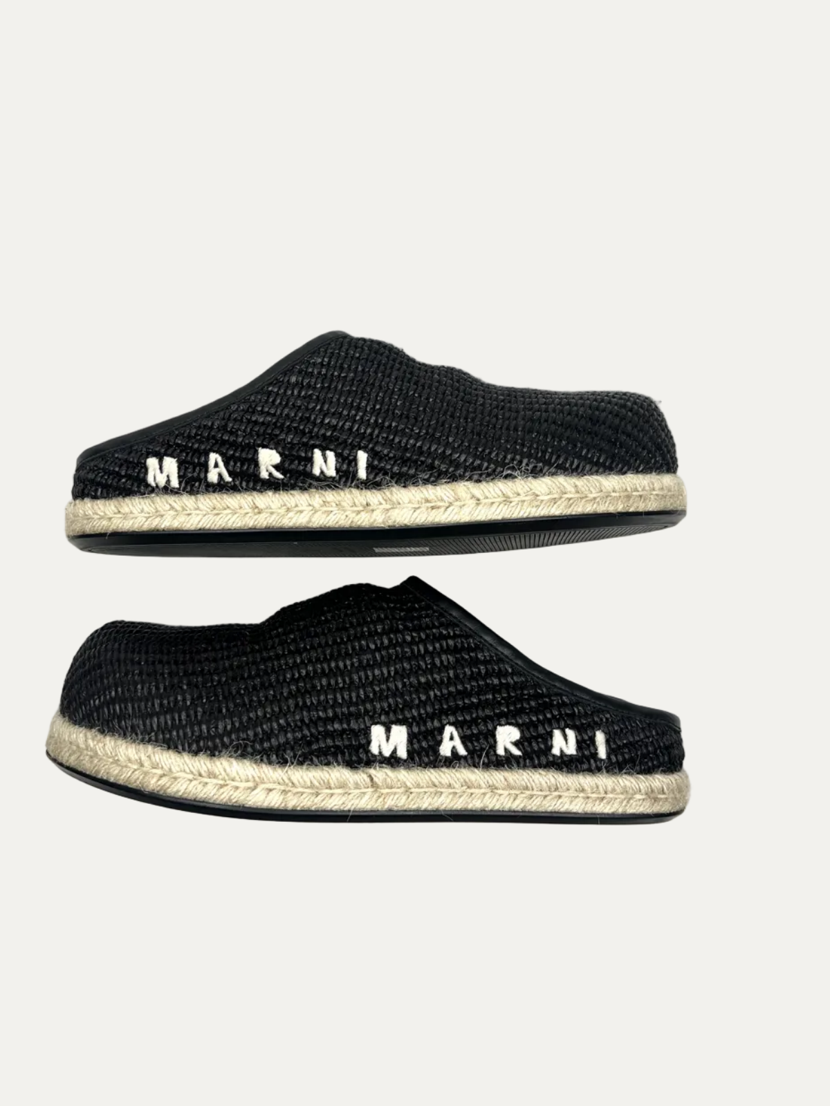 Marni Women's Raffia Ribbon-Tie Fussbet Sabot 'Black' Size 39 Pre-Owned