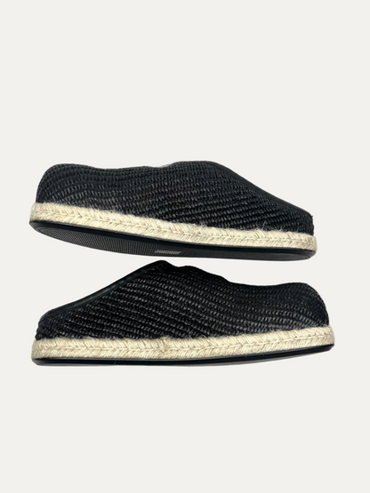 Marni Women's Raffia Ribbon-Tie Fussbet Sabot 'Black' Size 39 Pre-Owned