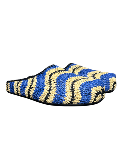 No Vacancy Inn x Marni Sabot Raffia Mules 'Blue' SS23 New