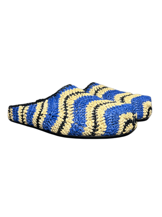 No Vacancy Inn x Marni Sabot Raffia Mules 'Blue' SS23 New