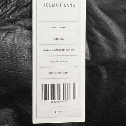 Helmut Lang Lamb Skin Leather Small Tote FW17 'Black' Brand New