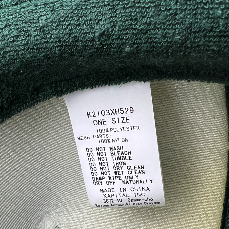 Kapital Laundry Shrink Trucker Hat 'Green' Brand New