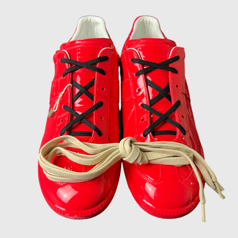 Maison Margiela Replica Lace-Up Sneakers 'Red Patent' SS22 Brand New