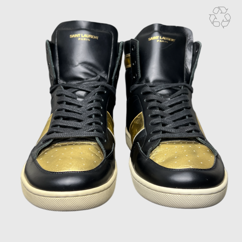 Saint Laurent Signature Court Classic SL/10H High Top 'Black Gold' Size 12 Pre-Owned