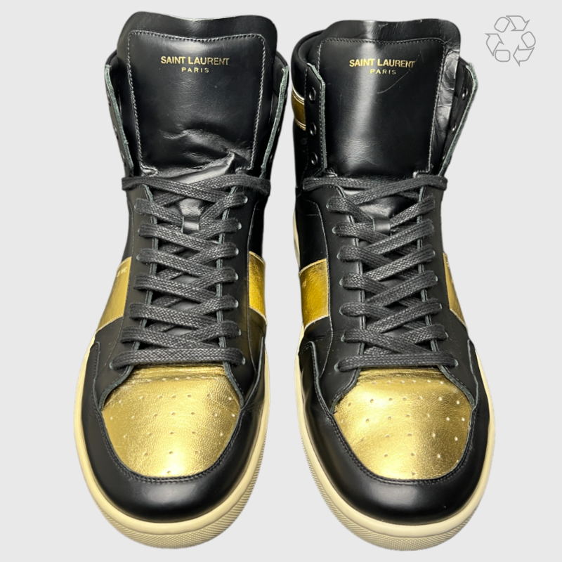 Saint Laurent Signature Court Classic SL/10H High Top 'Black Gold' Size 12 Pre-Owned