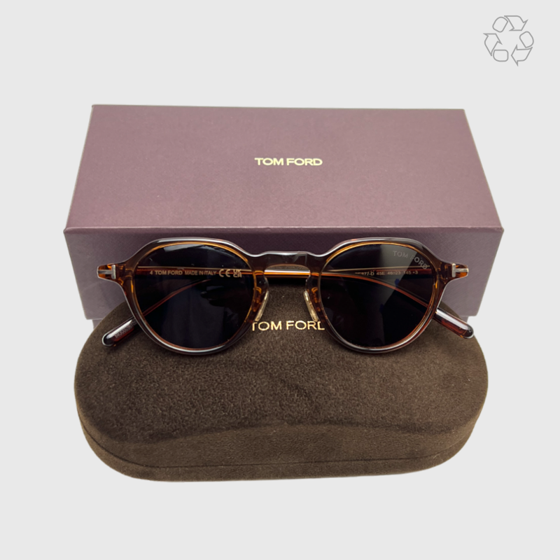 Tom Ford Round Plastic Sunglasses 'Crystal Brown' Pre-Owned