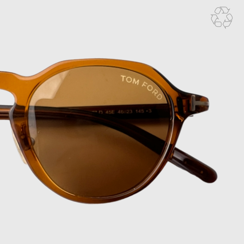 Tom Ford Round Plastic Sunglasses 'Crystal Brown' Pre-Owned