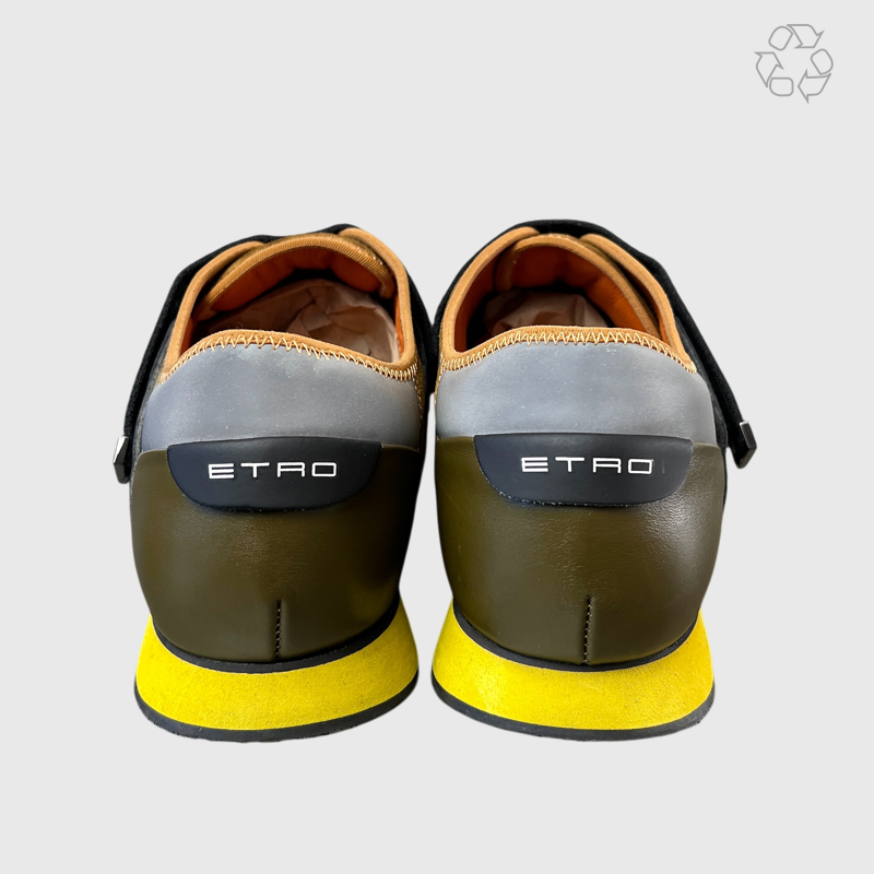 Etro Z-Strap Suede Sneakers 'Black/Multicolor' Size 12 Pre-Owned