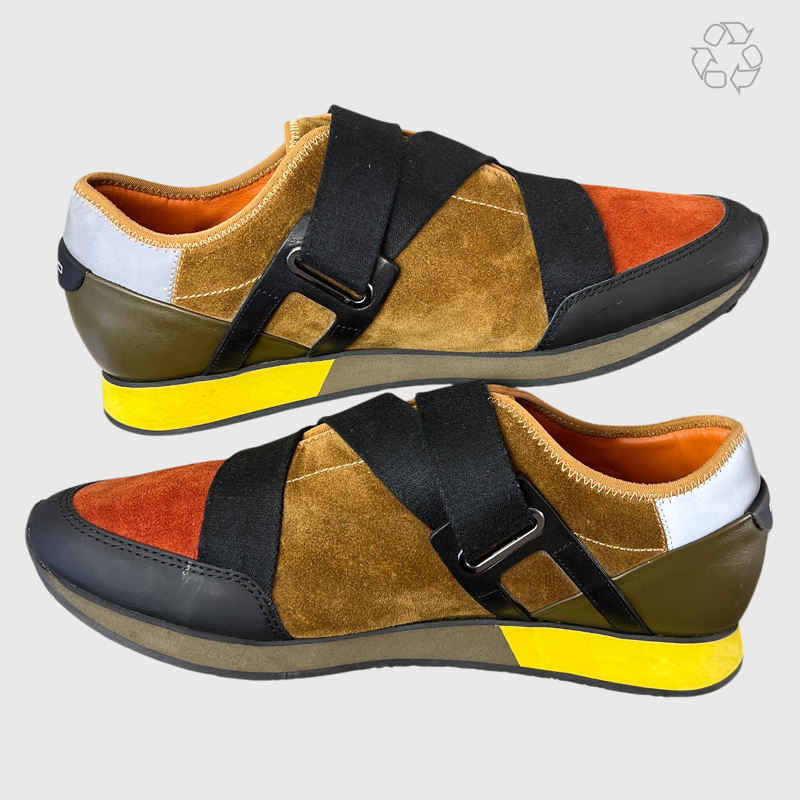 Etro Z-Strap Suede Sneakers 'Black/Multicolor' Size 12 Pre-Owned