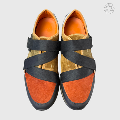 Etro Z-Strap Suede Sneakers 'Black/Multicolor' Size 12 Pre-Owned