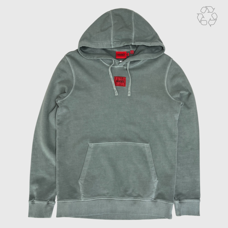 Hugo Boss Daratschi214 Label Logo Hoodie 'Faded Green' Size M Pre-Owned