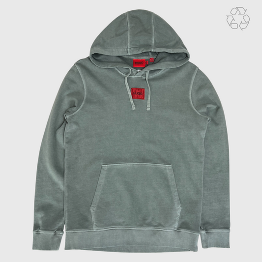 Hugo Boss Daratschi214 Label Logo Hoodie 'Faded Green' Size M Pre-Owned