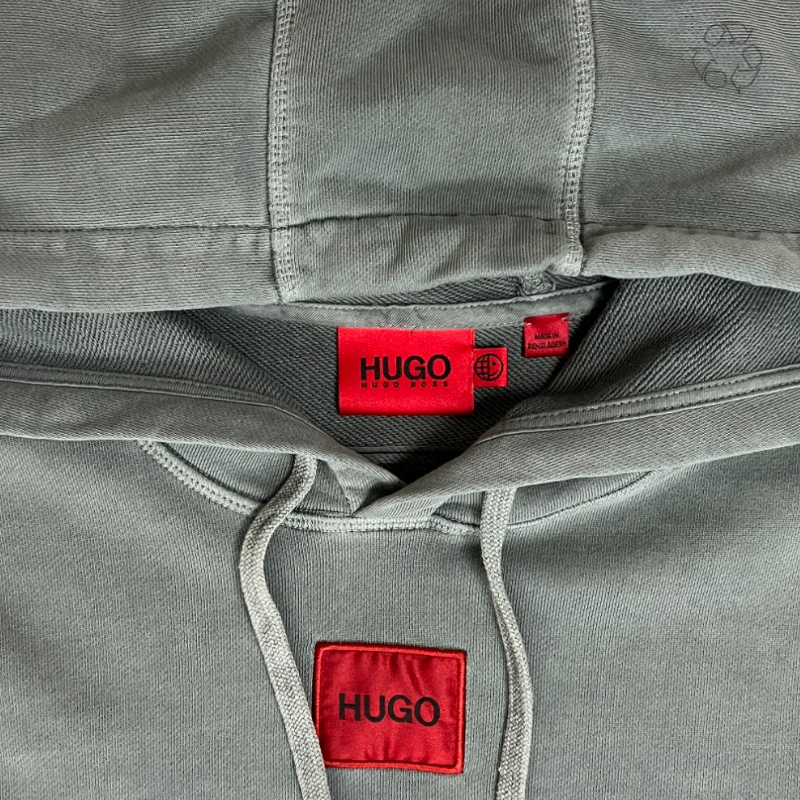 Hugo Boss Daratschi214 Label Logo Hoodie 'Faded Green' Size M Pre-Owned