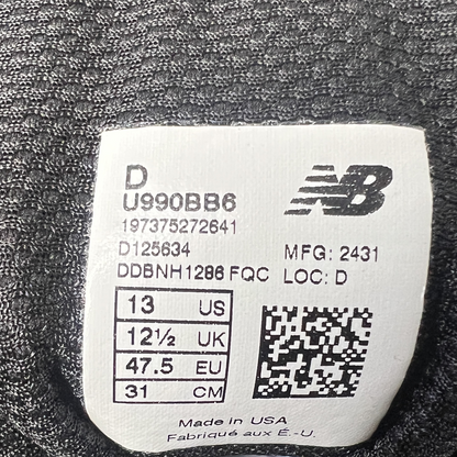 New Balance 990v6 Made In USA 'Triple Black' Size 13 Pre-Owned