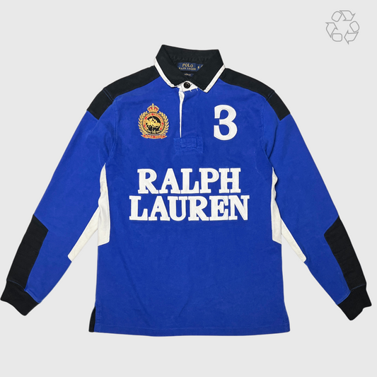 Vintage Rugby x Polo Ralph Lauren Snow Challenge Long Sleeve Shirt 'Royal Blue' Size Small Pre-Owned
