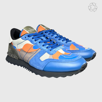 Valentino Rockrunner Rockstud Sneaker 'Blue/Orange/Camo' Size 10 Pre-Owned