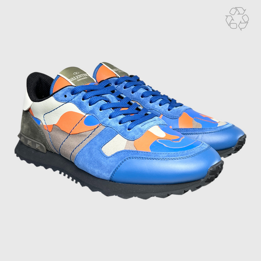Valentino Rockrunner Rockstud Sneaker 'Blue/Orange/Camo' Size 10 Pre-Owned