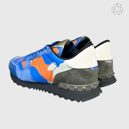 Valentino Rockrunner Rockstud Sneaker 'Blue/Orange/Camo' Size 10 Pre-Owned