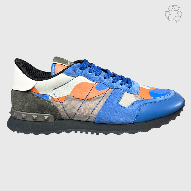 Valentino Rockrunner Rockstud Sneaker 'Blue/Orange/Camo' Size 10 Pre-Owned