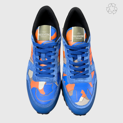 Valentino Rockrunner Rockstud Sneaker 'Blue/Orange/Camo' Size 10 Pre-Owned