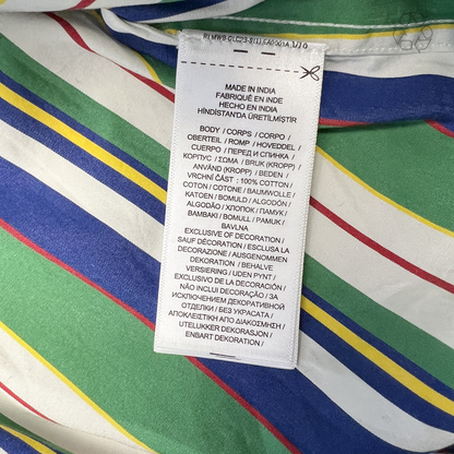Women Polo Ralph Lauren Oversize Fit Striped Cotton Shirt 'Green/Blue Multi-Stripe' Size M Pre-Owned