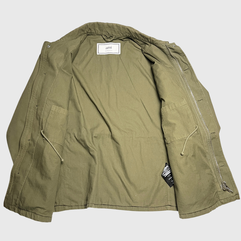Ami Alexandre Mattiussi Military Field Jacket 'Khaki' Size XL Pre-Owned