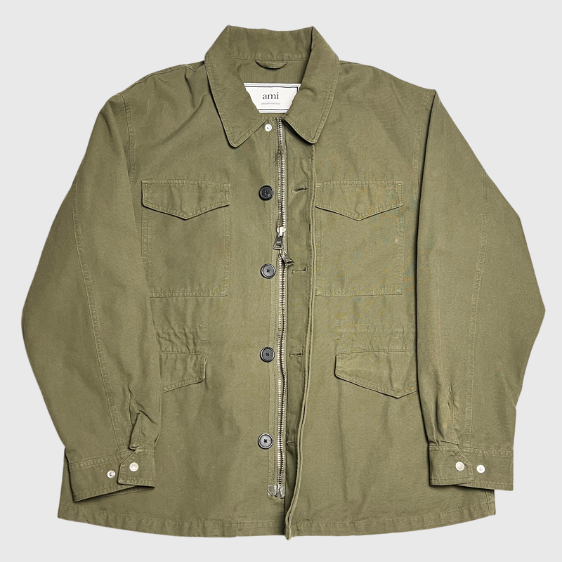Ami Alexandre Mattiussi Military Field Jacket 'Khaki' Size XL Pre-Owned