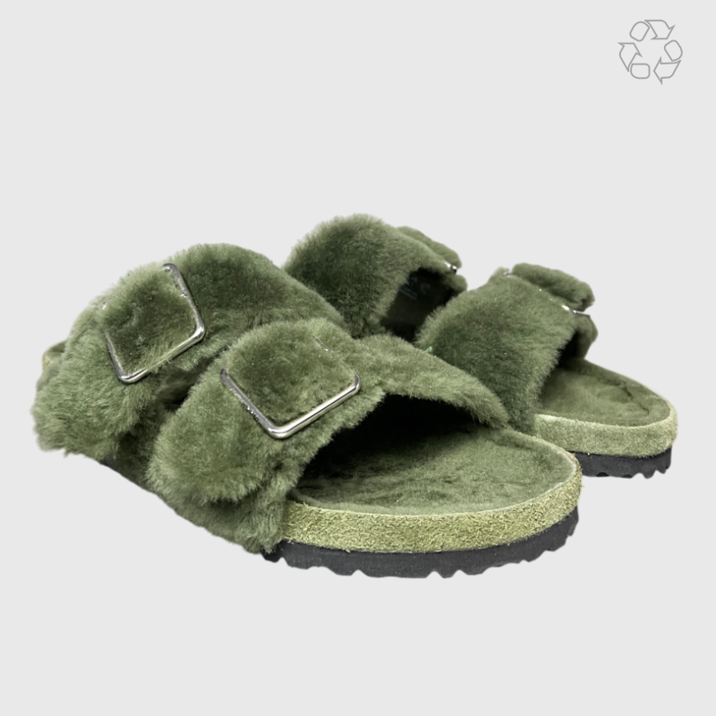1774 Birkenstock Arizona Shearling 'Green' Size 11 Pre-Owned