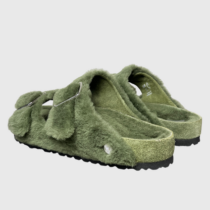1774 Birkenstock Arizona Shearling 'Green' Size 11 Pre-Owned