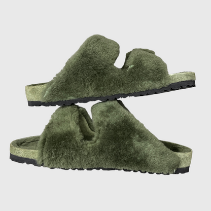 1774 Birkenstock Arizona Shearling 'Green' Size 11 Pre-Owned