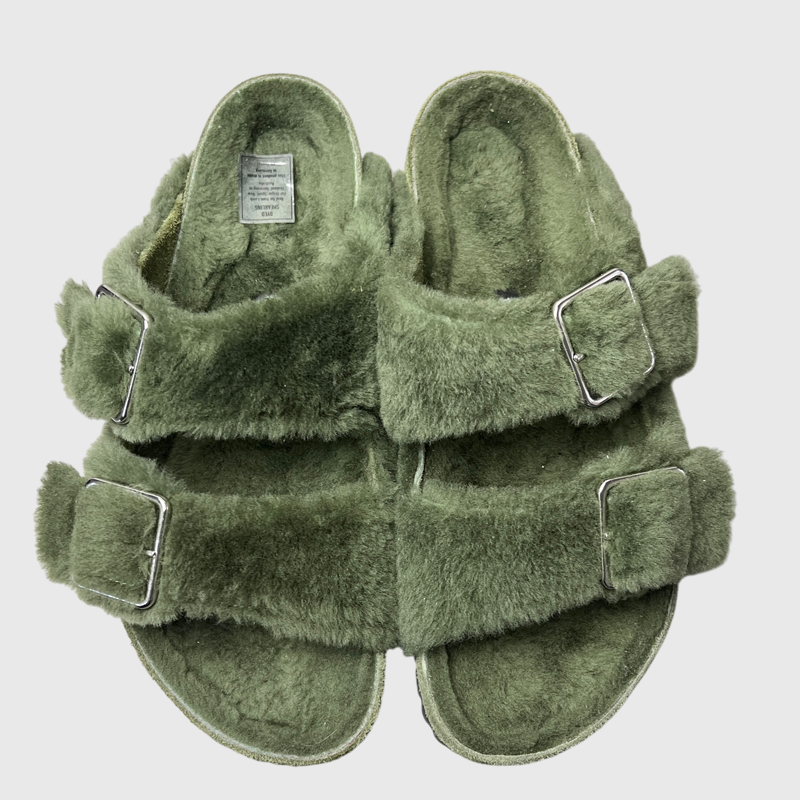 1774 Birkenstock Arizona Shearling 'Green' Size 11 Pre-Owned