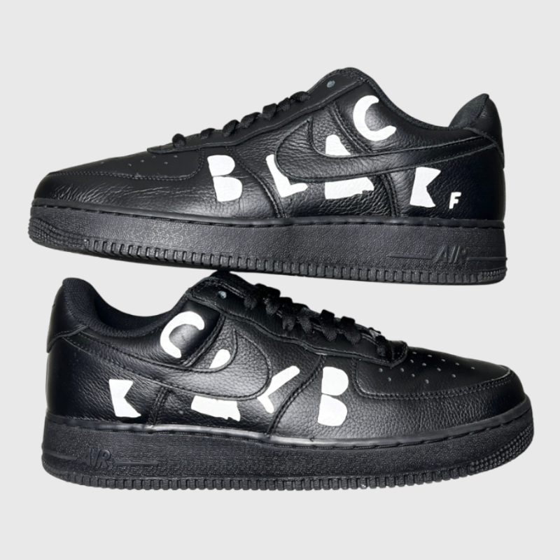 BLACK Comme des Garçons x Nike Air Force 1 Low Retro 'Black/White' Dover Street Market Exclusive Size 10.5 Pre-Owned