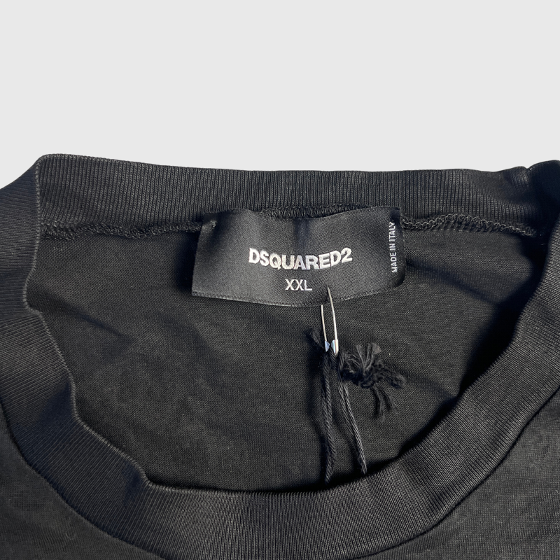Dsquared2 Logo Print Slim Fit Tee 'Black/Neon Green' Size 2XL Brand New