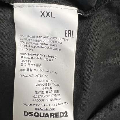 Dsquared2 Logo Print Slim Fit Tee 'Black/Neon Green' Size 2XL Brand New