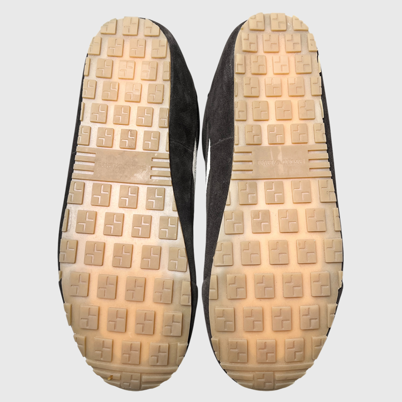 Emporio Armani Suede Micro-Perforated Sneakers 'Brown' Size 10 Pre-Owned