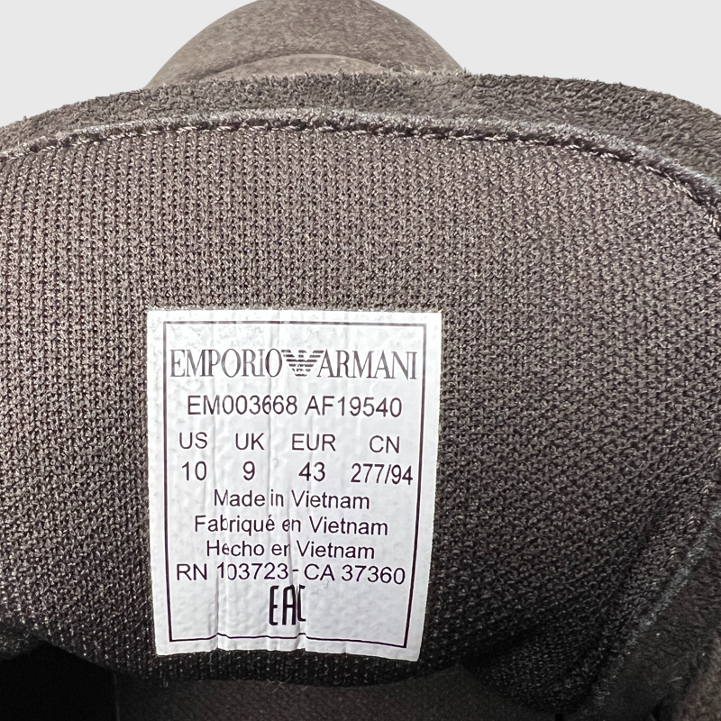 Emporio Armani Suede Micro-Perforated Sneakers 'Brown' Size 10 Pre-Owned
