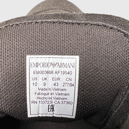 Emporio Armani Suede Micro-Perforated Sneakers 'Brown' Size 10 Pre-Owned