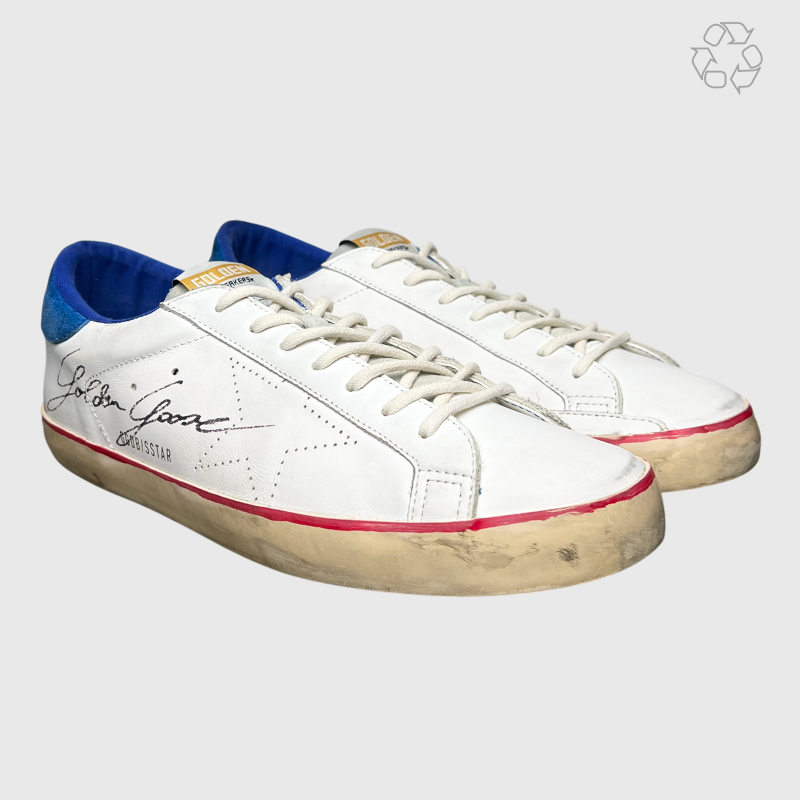 Golden Goose SuperStar 'White/Perforated Star/Blue' Size 11 Pre-Owned
