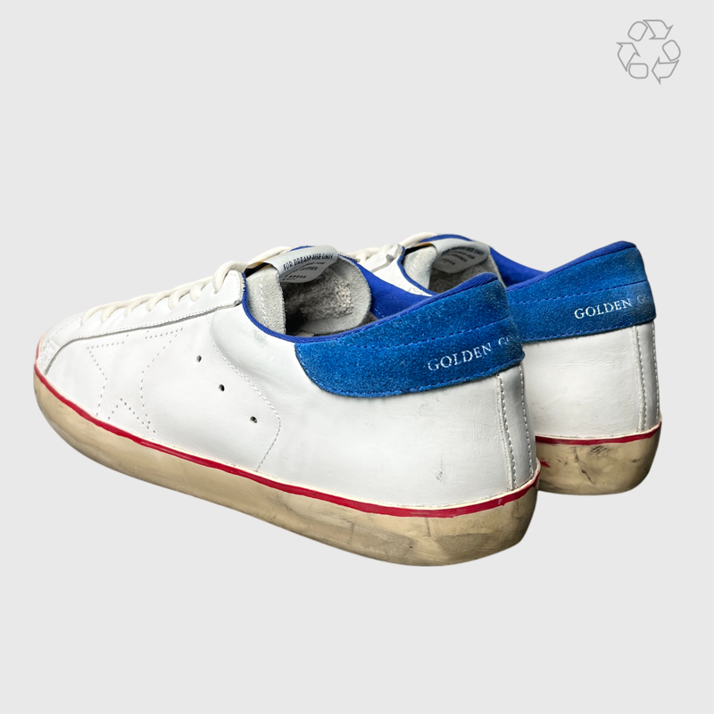 Golden Goose SuperStar 'White/Perforated Star/Blue' Size 11 Pre-Owned