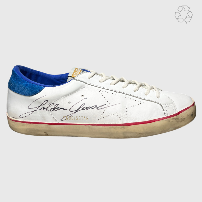 Golden Goose SuperStar 'White/Perforated Star/Blue' Size 11 Pre-Owned