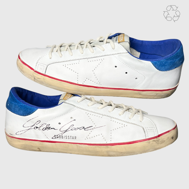 Golden Goose SuperStar 'White/Perforated Star/Blue' Size 11 Pre-Owned